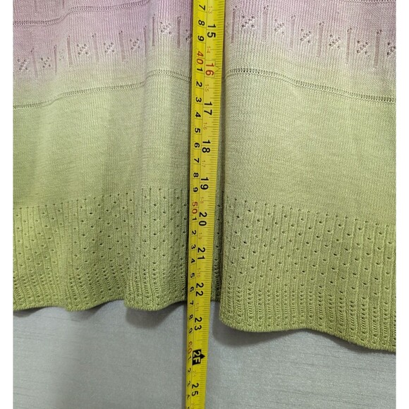 Sigrid Olsen Women's XL WICKED Pink Green Top Lightweight Knit Silk Linen Blend - Picture 8 of 16